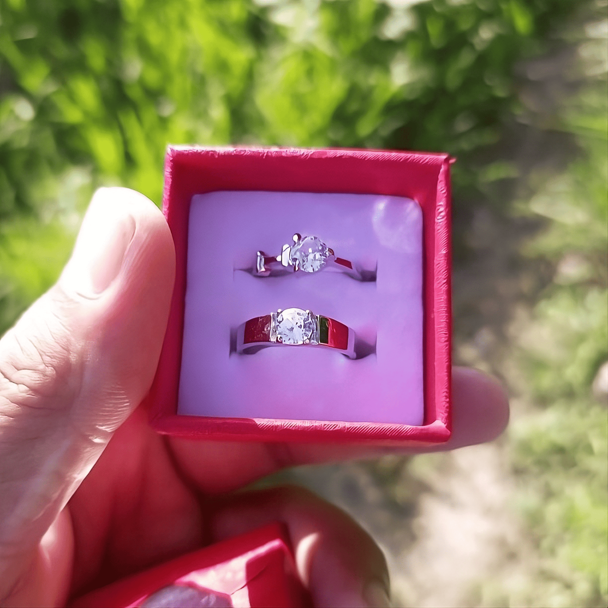 Luxury CZ Stone Size Adjustable Couple Rings Set - Miraaj